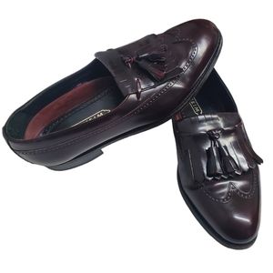 Florsheim Leather Wingtip Loafers Kiltie Fringe Tassel Burgundy Shoes Sz 7E